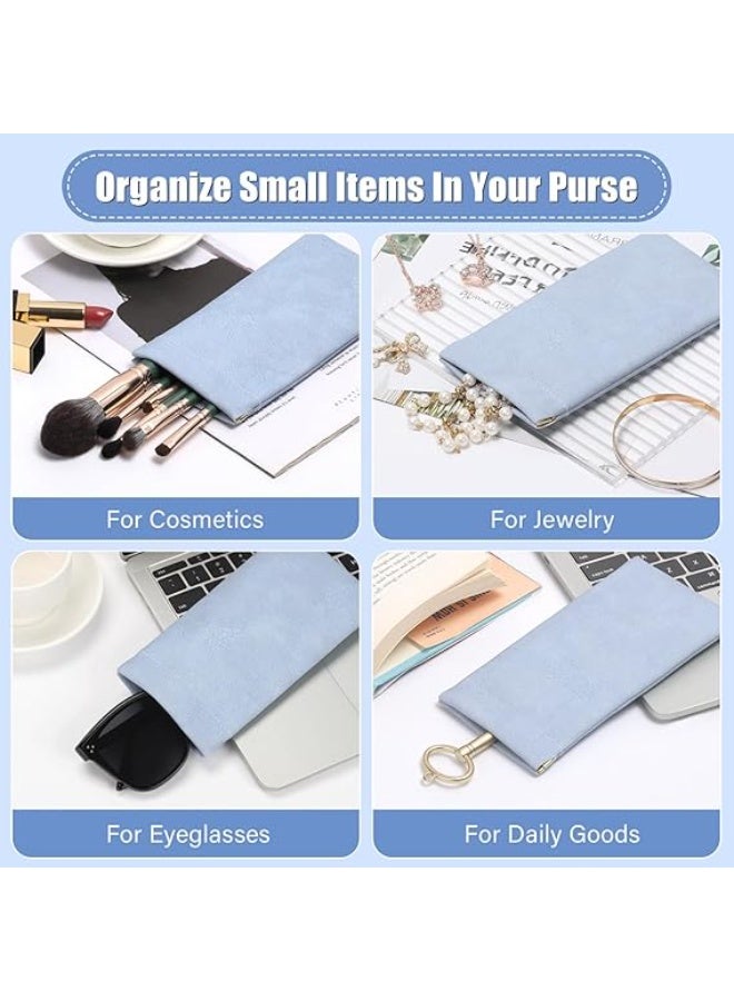 CLENEA Sunglass Case 2 Pcs Soft Eyeglass Cases for Women Portable Squeeze Top Leather Glasses Pouch Soft Glasses Cases PU Leather Sunglasses Bag Anti-Scratch Eyeglasses Pouch for Women Men Kids - Image 5